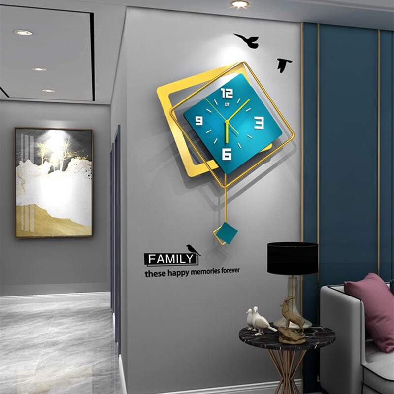 3D 북유럽 스타일 사각 스윙 벽시계 거실 미니멀리스트 - Luxury Lifestyle Living 리뷰 및 가격
